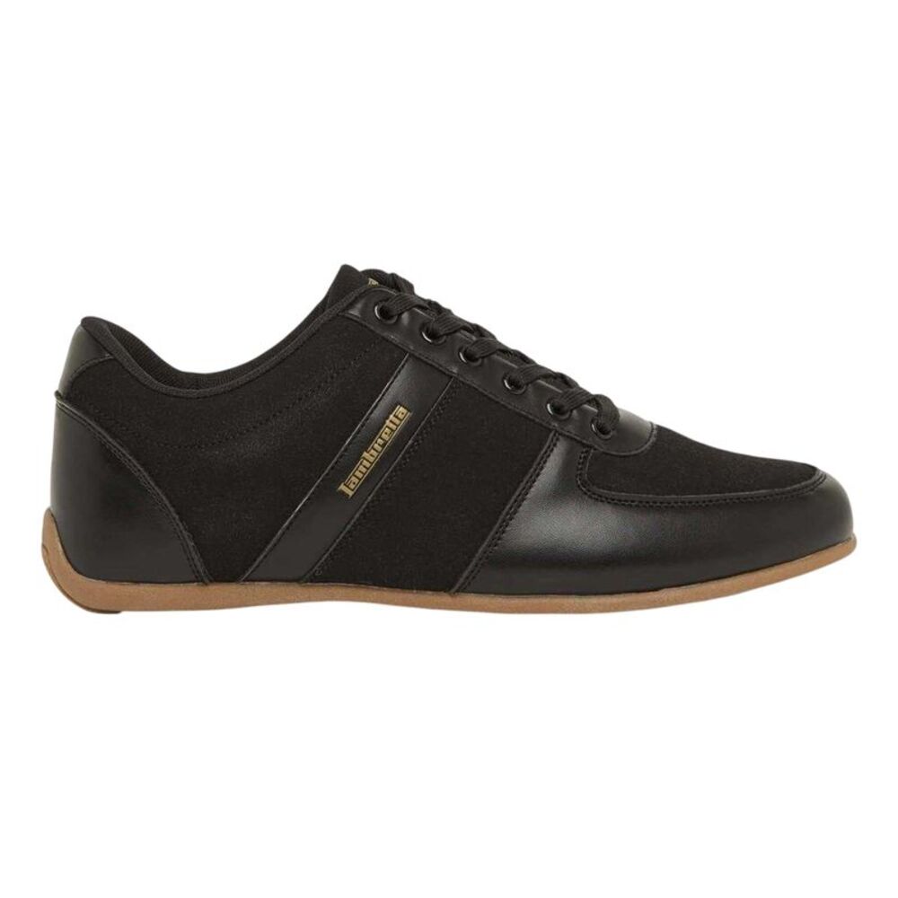 Lambretta Mens Euro Vertical Stripe Low Cut Flat Sneakers / Black/Gum